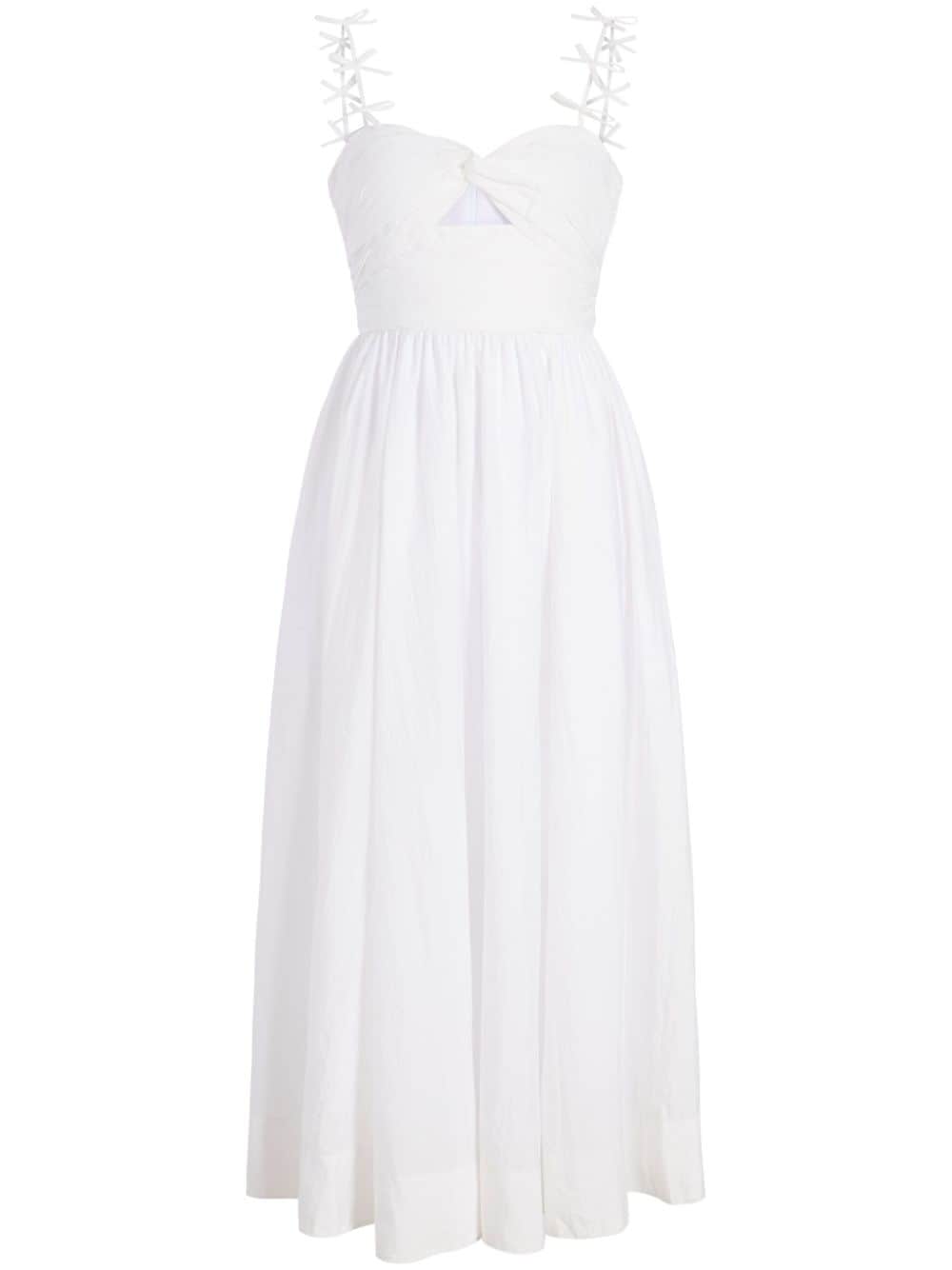 Shop Cinq À Sept Agnes Bow-detail Midi Dress In White