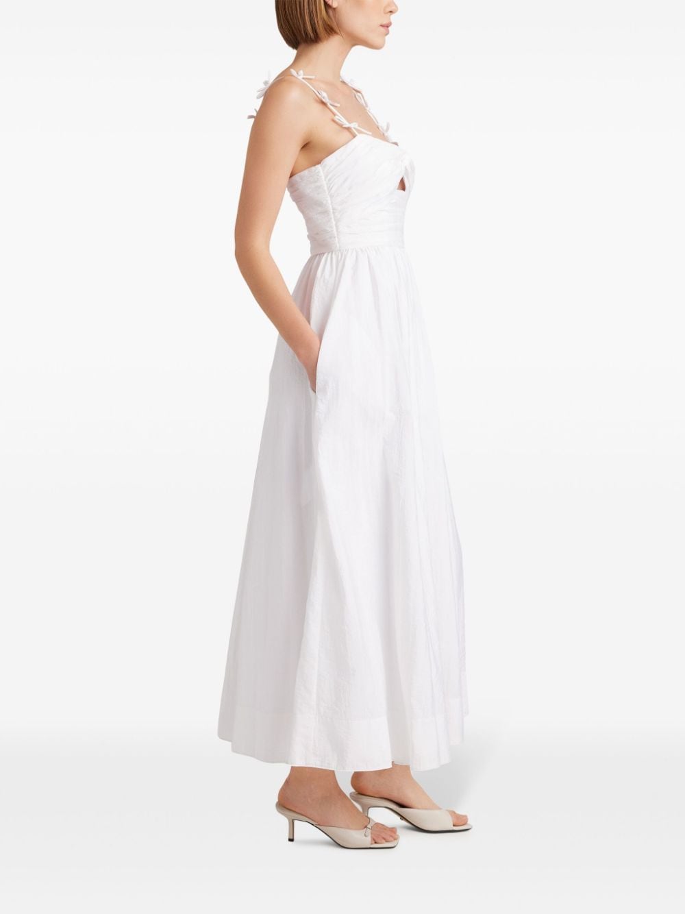 Shop Cinq À Sept Agnes Bow-detail Midi Dress In White