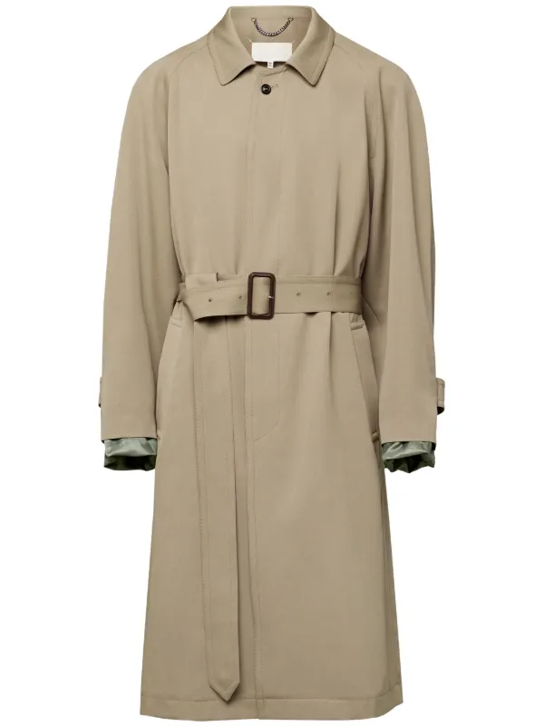Maison Margiela spread collar Wool Trench Coat Neutrals FARFETCH AZ