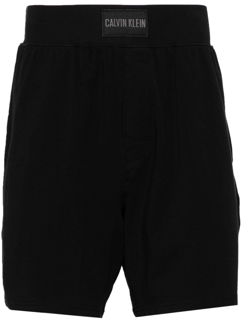 Calvin Klein Logo-patch Stretch-cotton Sleep Shorts In Black
