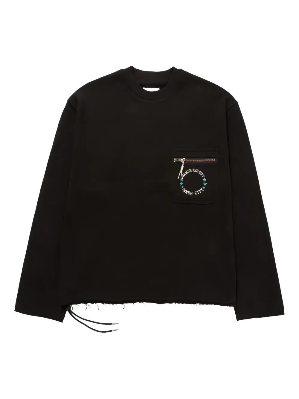 Honor The Gift Sweater met ritszak en franje afwerking Zwart