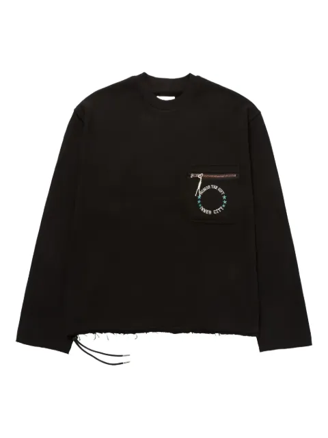 Honor The Gift zip-pocket frayed-hem sweatshirt