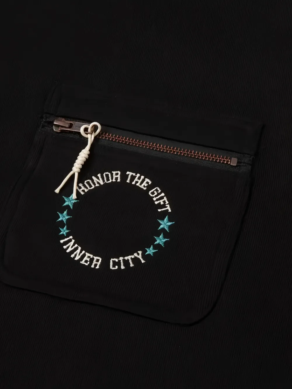 Honor The Gift Sweater met ritszak en franje afwerking Zwart