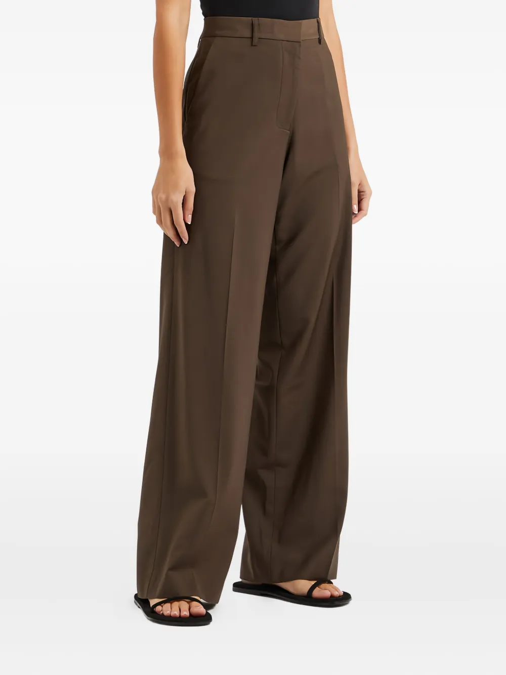 Matteau Wide-leg Wool-blend Trousers In Brown
