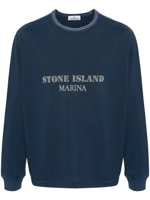 Stone Island 로고 프린트 스웨트셔츠