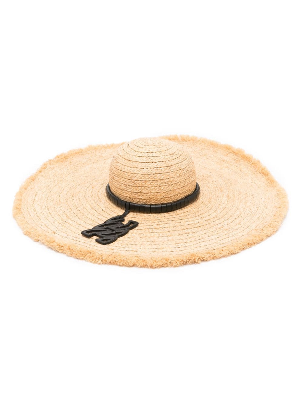 logo-appliqué raffia sun hat