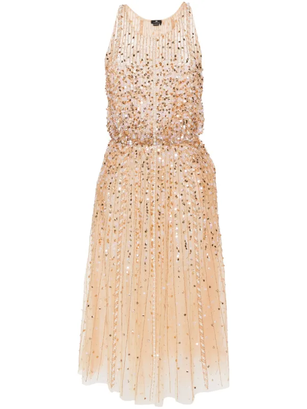 Elisabetta Franchi sequin embellished Midi Dress Neutrals FARFETCH AE