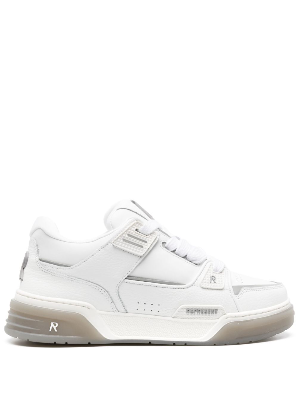 Shop Represent Studio Leather Sneakers In White