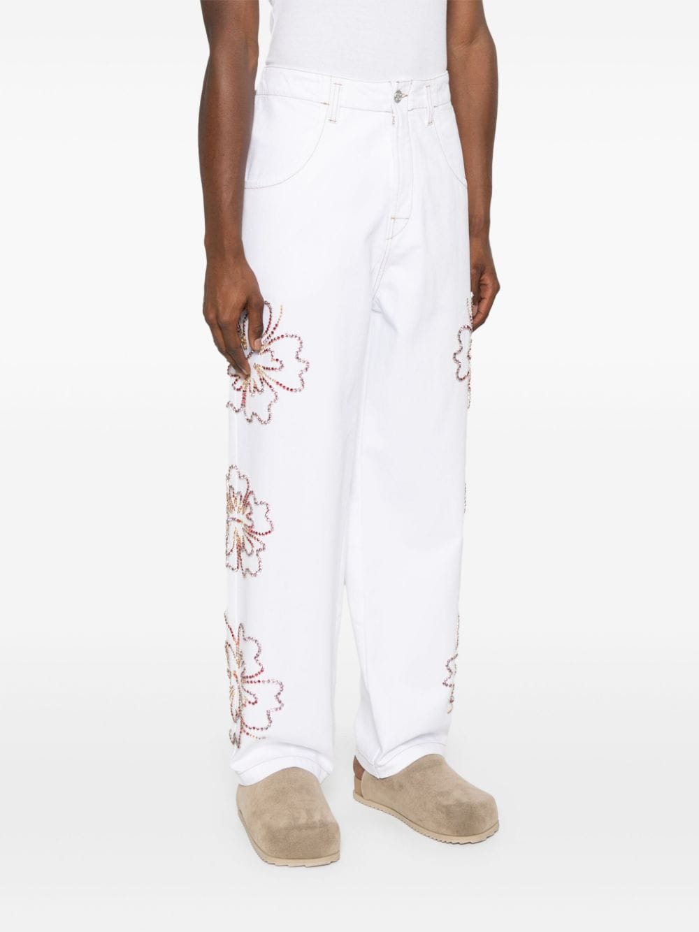 Shop Bluemarble Floral-motifs Loose-fit Jeans In White