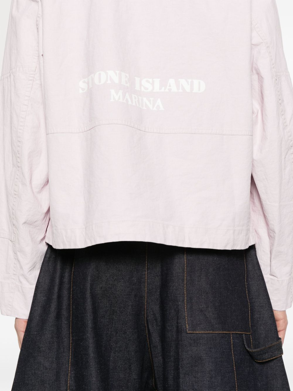 Shop Stone Island Linen Hooded Jacket In Pink