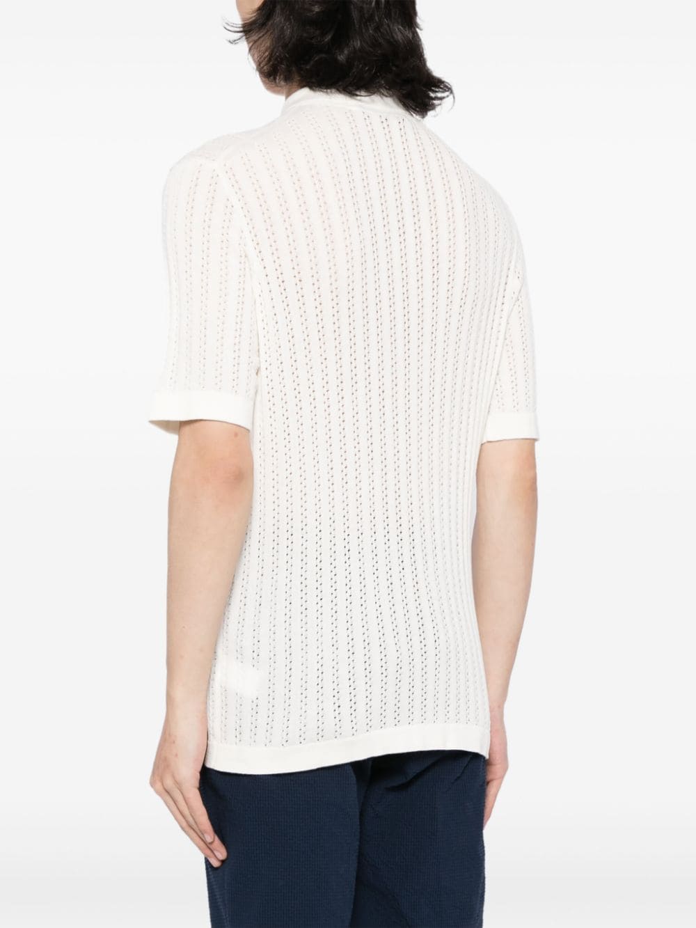 Shop Tagliatore Jesse Pointelle-knit Polo Shirt In White