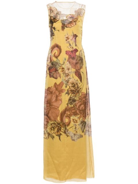 Alberta Ferretti многослойное платье макси с цветочным принтом