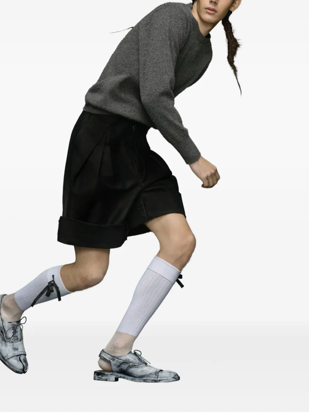 Maison Margiela Trui met ronde hals en stiksels - Grijs