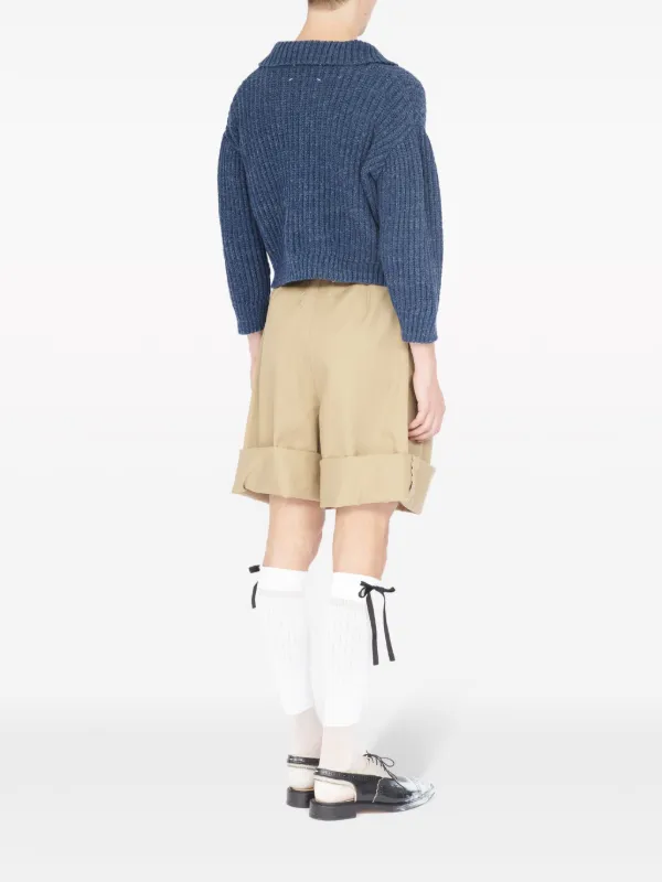 Maison Margiela ribbed-knit zip-up Cardigan | Blue | FARFETCH