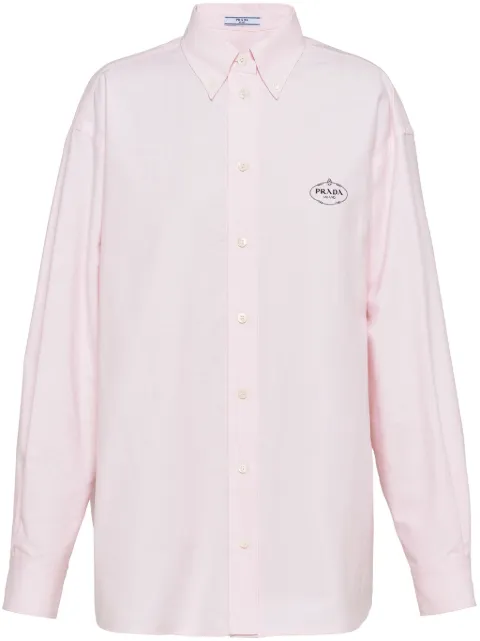 Prada logo-embroidered cotton shirt