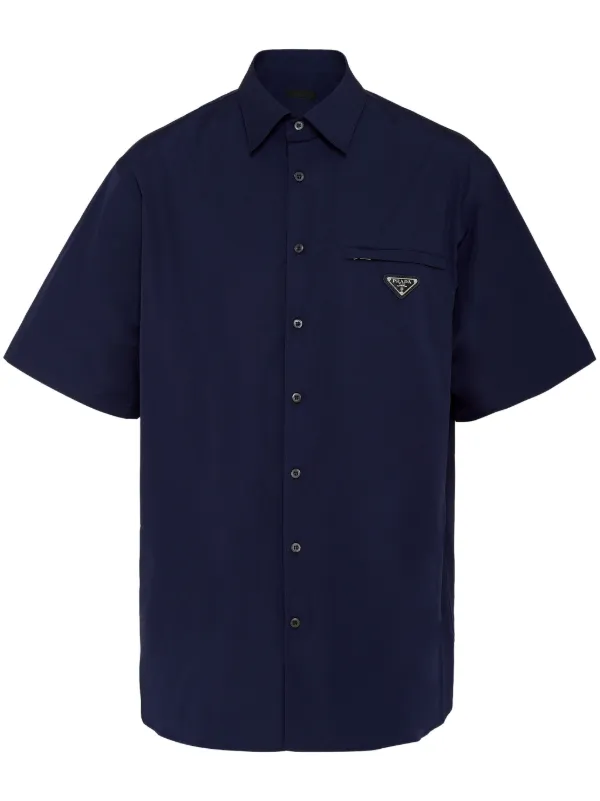 Prada Camisa Con Logo Triangular Azul FARFETCH ES