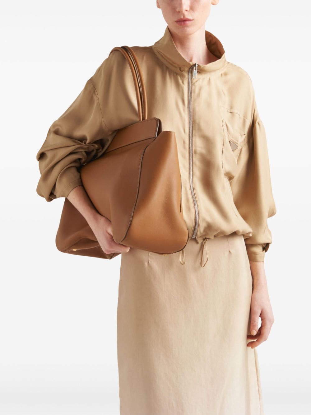 Shop Prada Gradient Silk Skirt In Neutrals