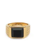 Nialaya Jewelry Golden Brick agate signet ring