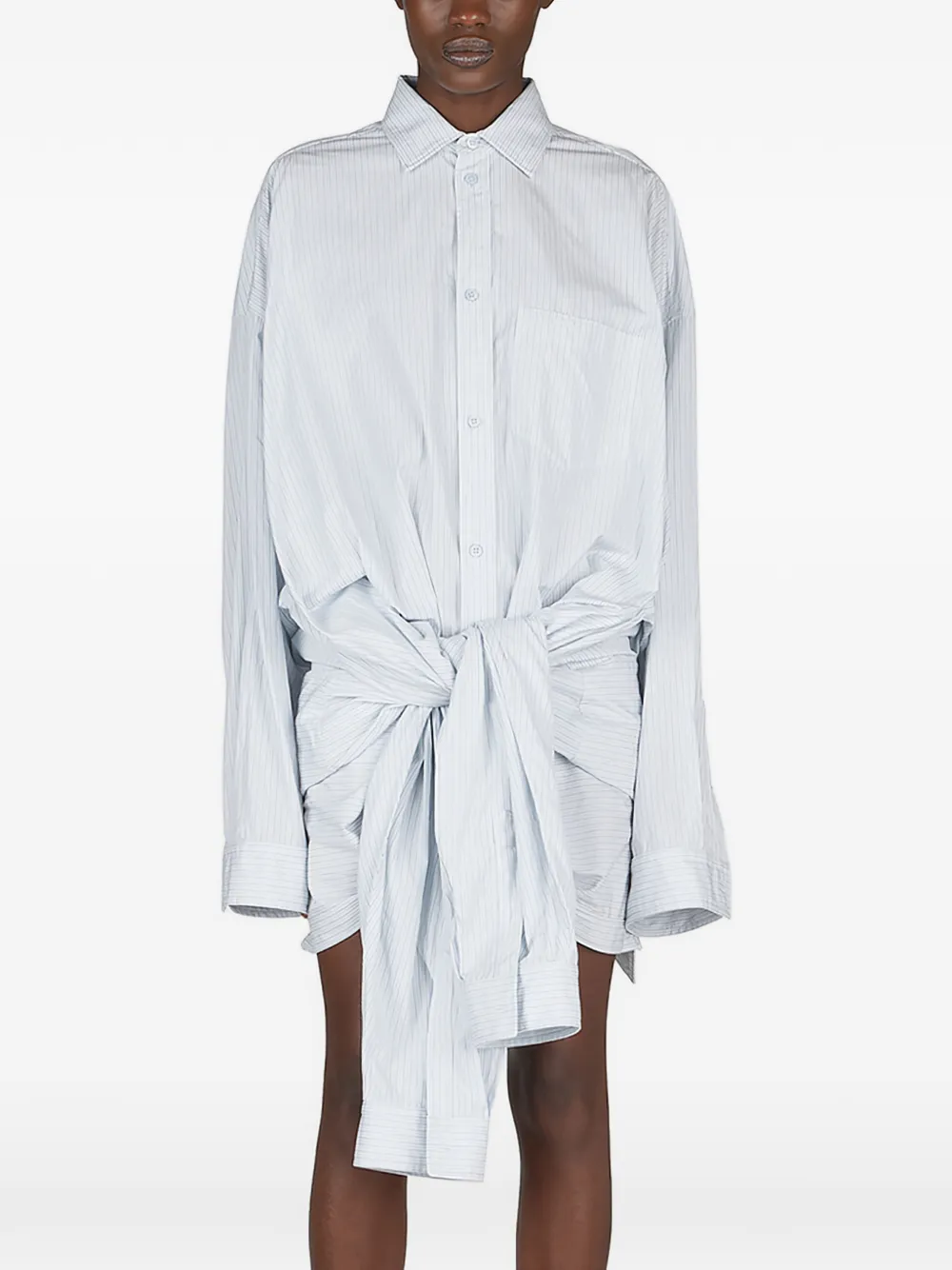 Balenciaga pinstriped mini shirt dress - Blue