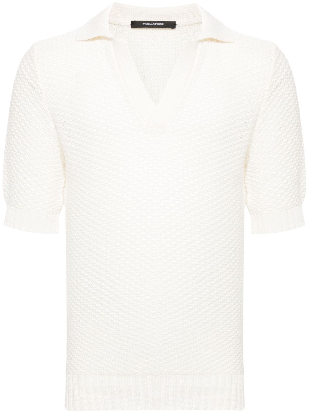 Tagliatore Asher crochet-knit polo shirt - Weiß