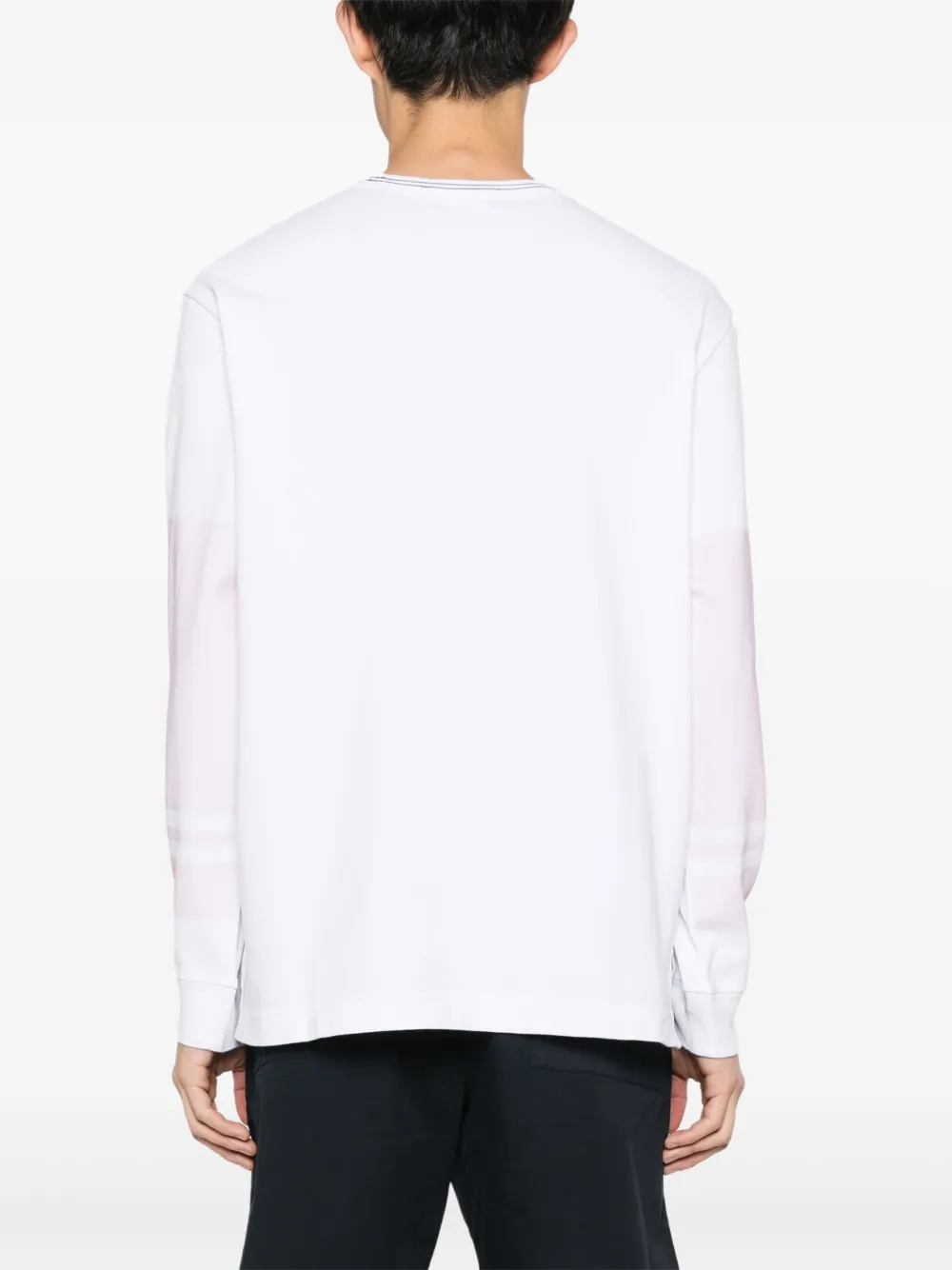 Shop Stone Island Logo-print Cotton Sweatshirt In White