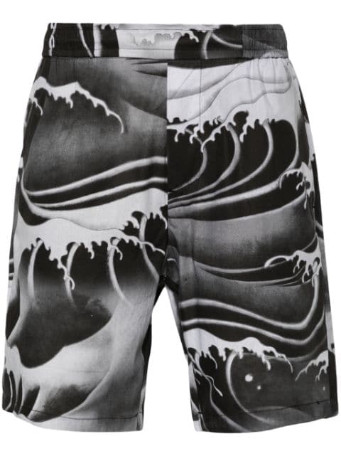 costume national contemporary wave-print cotton shorts