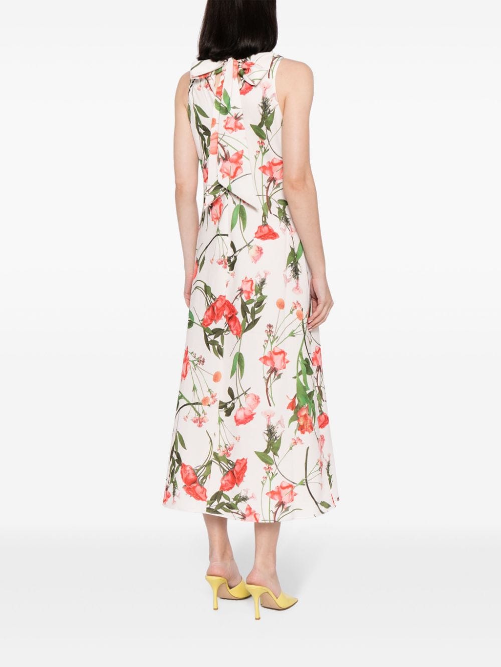 Shop Ted Baker Connihh Floral-print Midi Dress In Neutrals