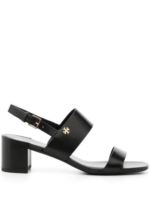 Tory Burch Sandália Double T de couro com salto