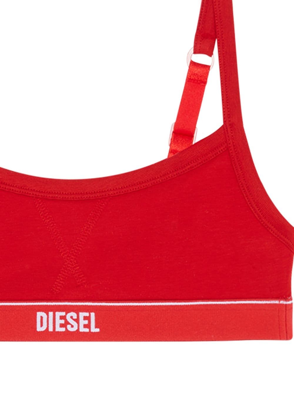 Shop Diesel Logo-underband Stretch-cotton Bralette In Red
