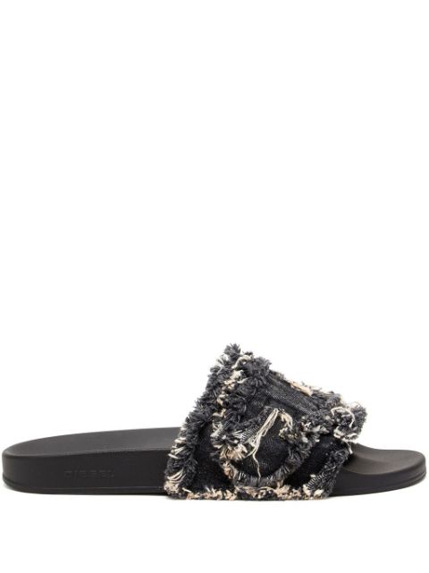 Diesel Sa fringed denim slides Women