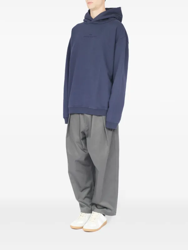 Maison Margiela logo-embroidered Cotton Hoodie | Blue | FARFETCH