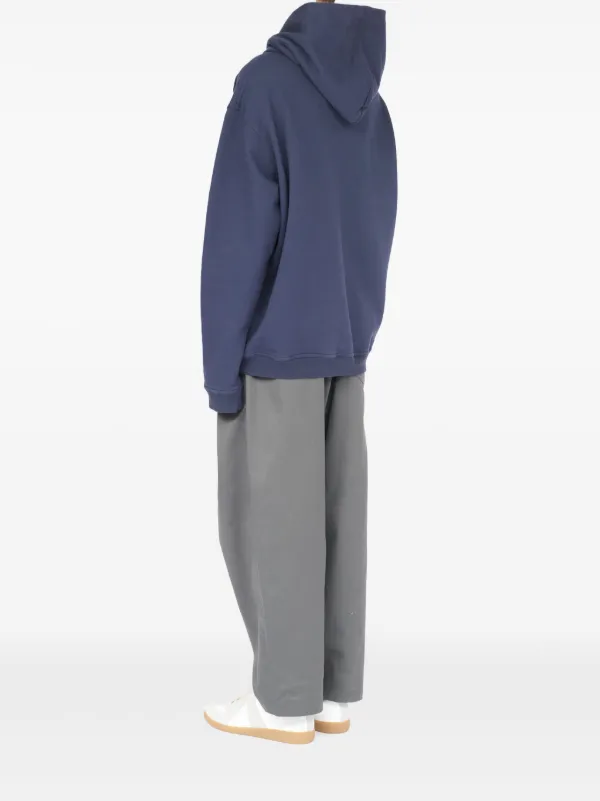 Maison Margiela logo-embroidered Cotton Hoodie | Blue | FARFETCH