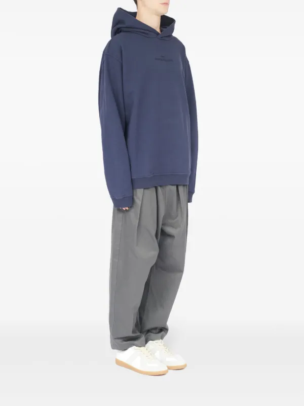 Maison Margiela logo-embroidered Cotton Hoodie | Blue | FARFETCH