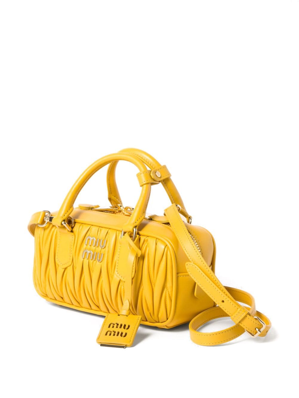 Shop Miu Miu Arcadie Matelassé Leather Bag In Yellow