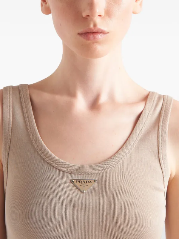 Prada logo-triangle ribbed-knit Dress | Neutrals | FARFETCH Prada logo-triangle ribbed-knit Dress | Neutrals | FARFETCH