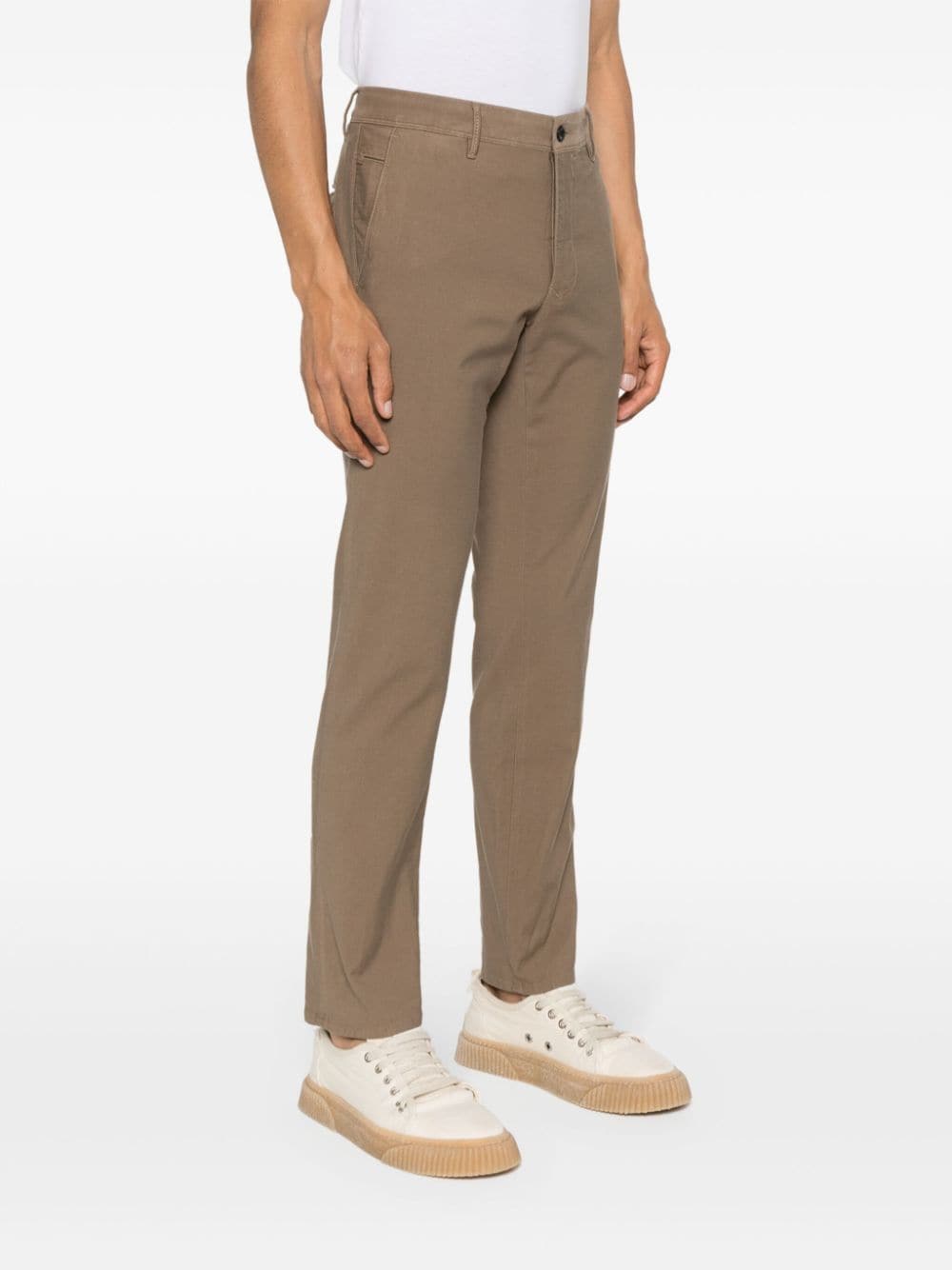 Shop Incotex Pressed-crease Slim-fit Trousers In Brown