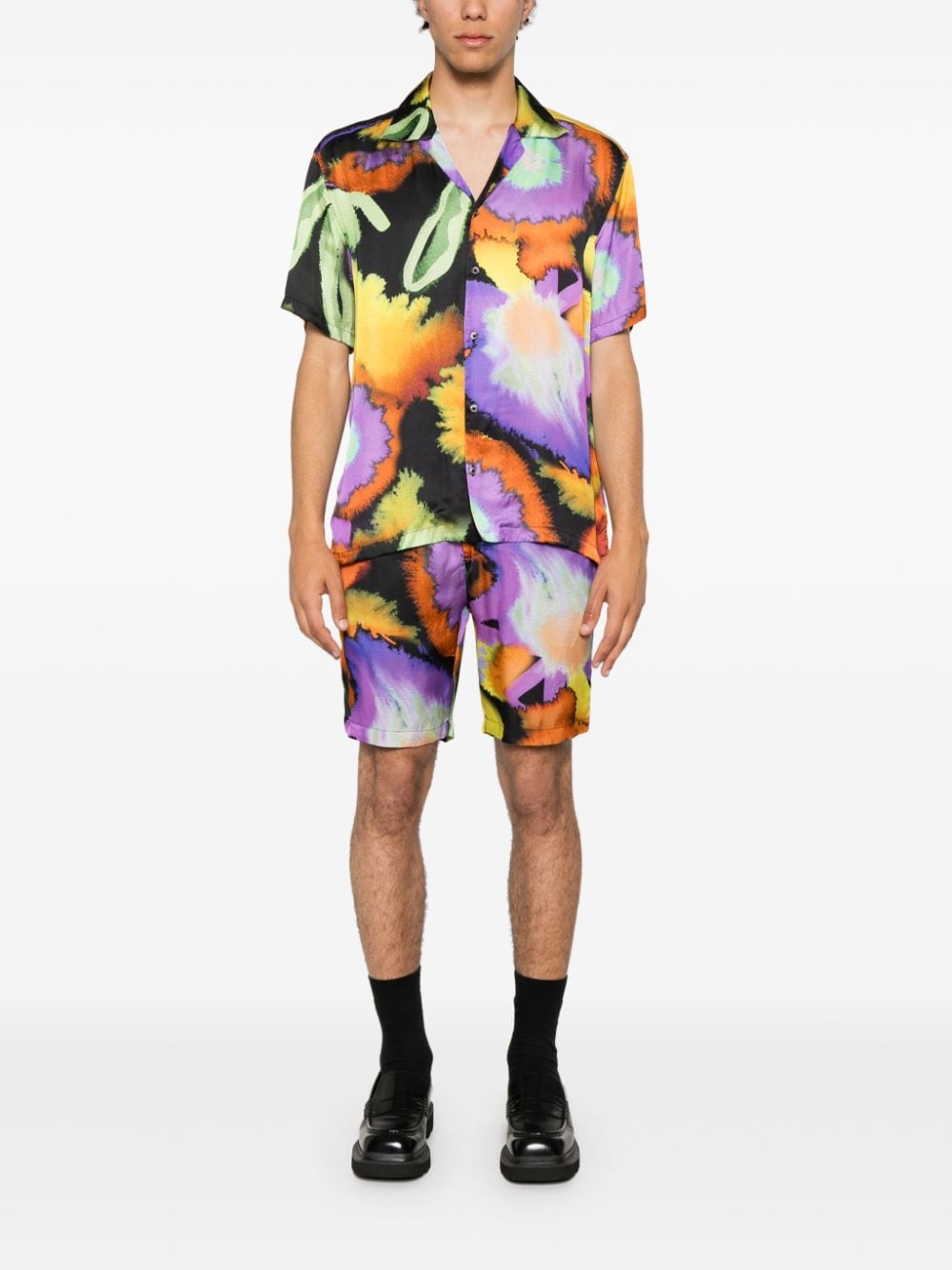 Costume national contemporary abstract-print short-sleeve shirt - Paars