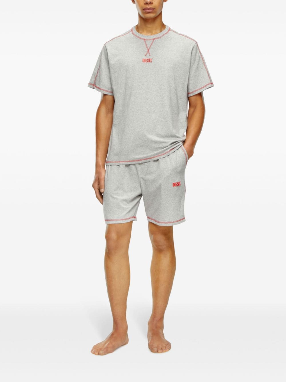 Shop Diesel Umset-wilort Contrast-stiching Pyjama (set Of Two) In Grey