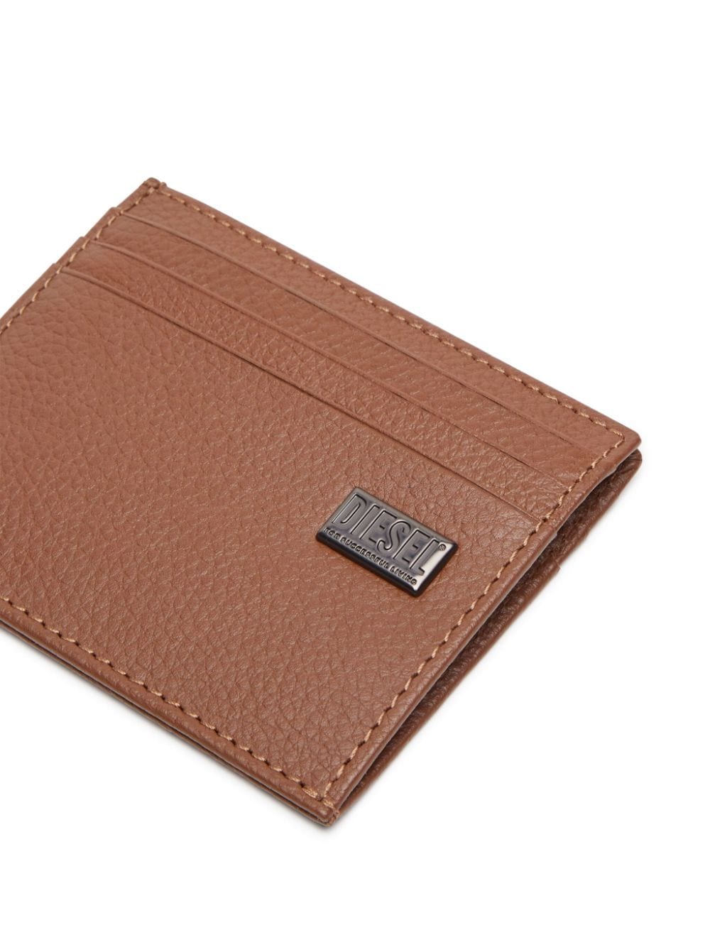 Shop Diesel Medal-d 6 Leather Cardholder In Brown