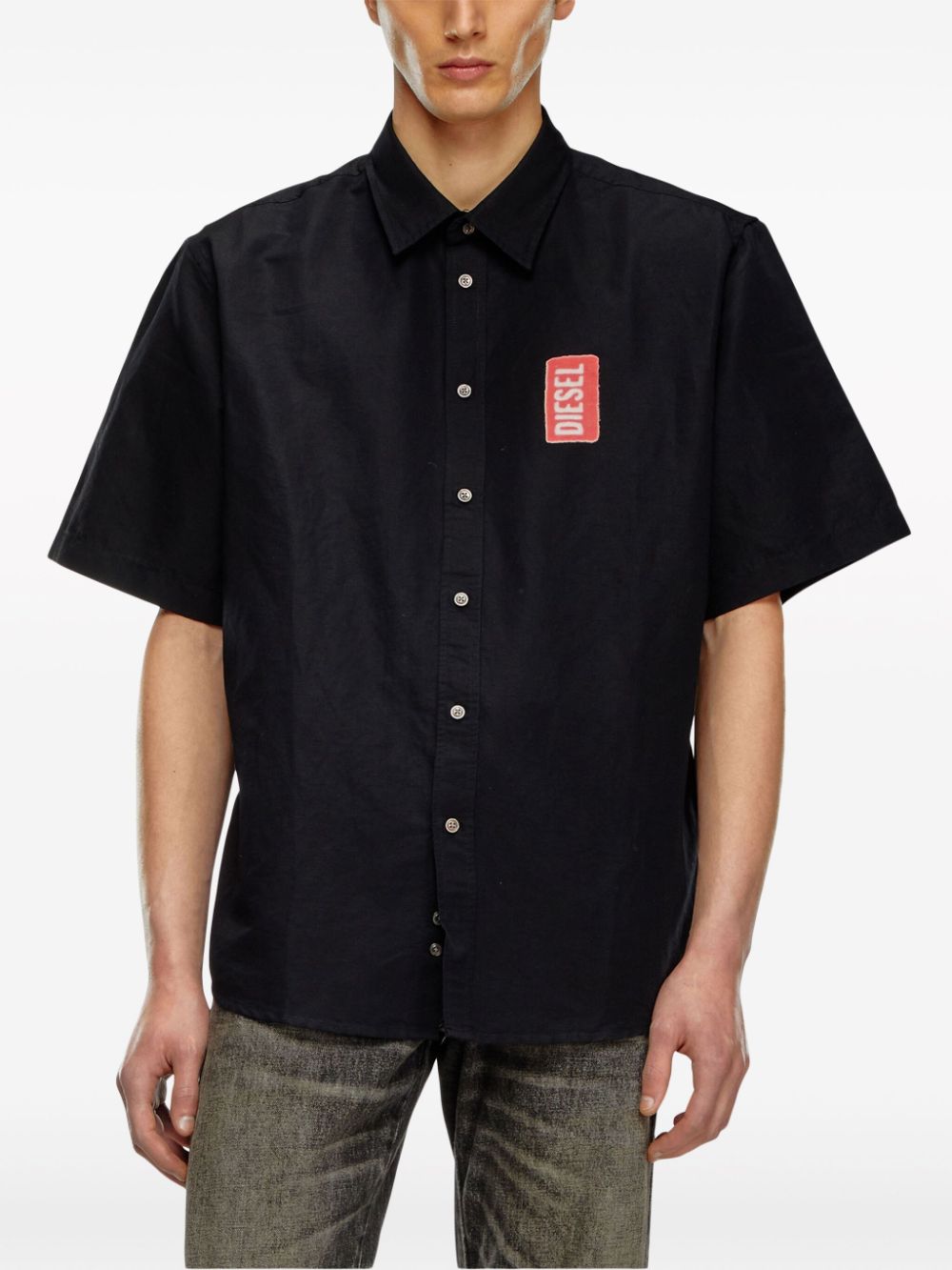 Shop Diesel S-elias-a Logo-print Shirt In 9xx Black