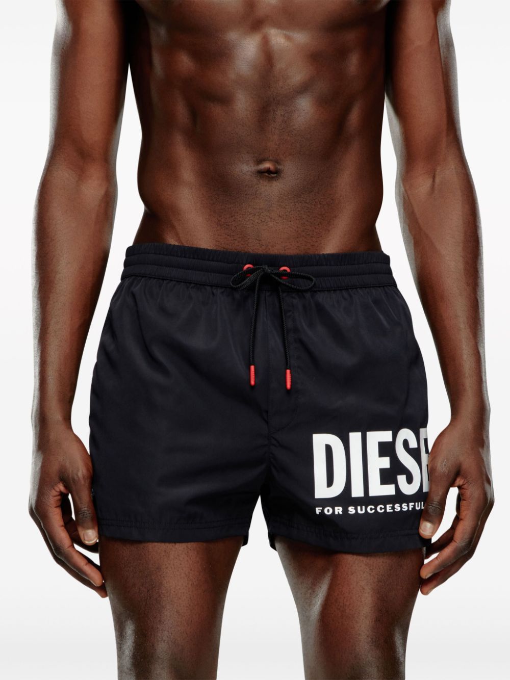 Shop Diesel Logo-print Swim Shorts In Black