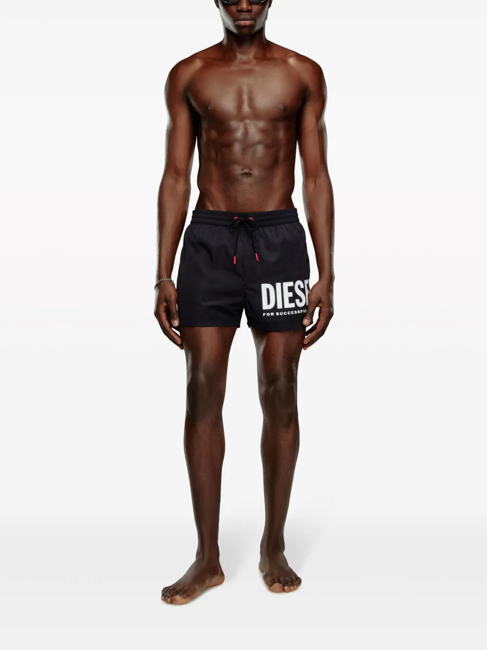 Shop Diesel Logo-print Swim Shorts In Black