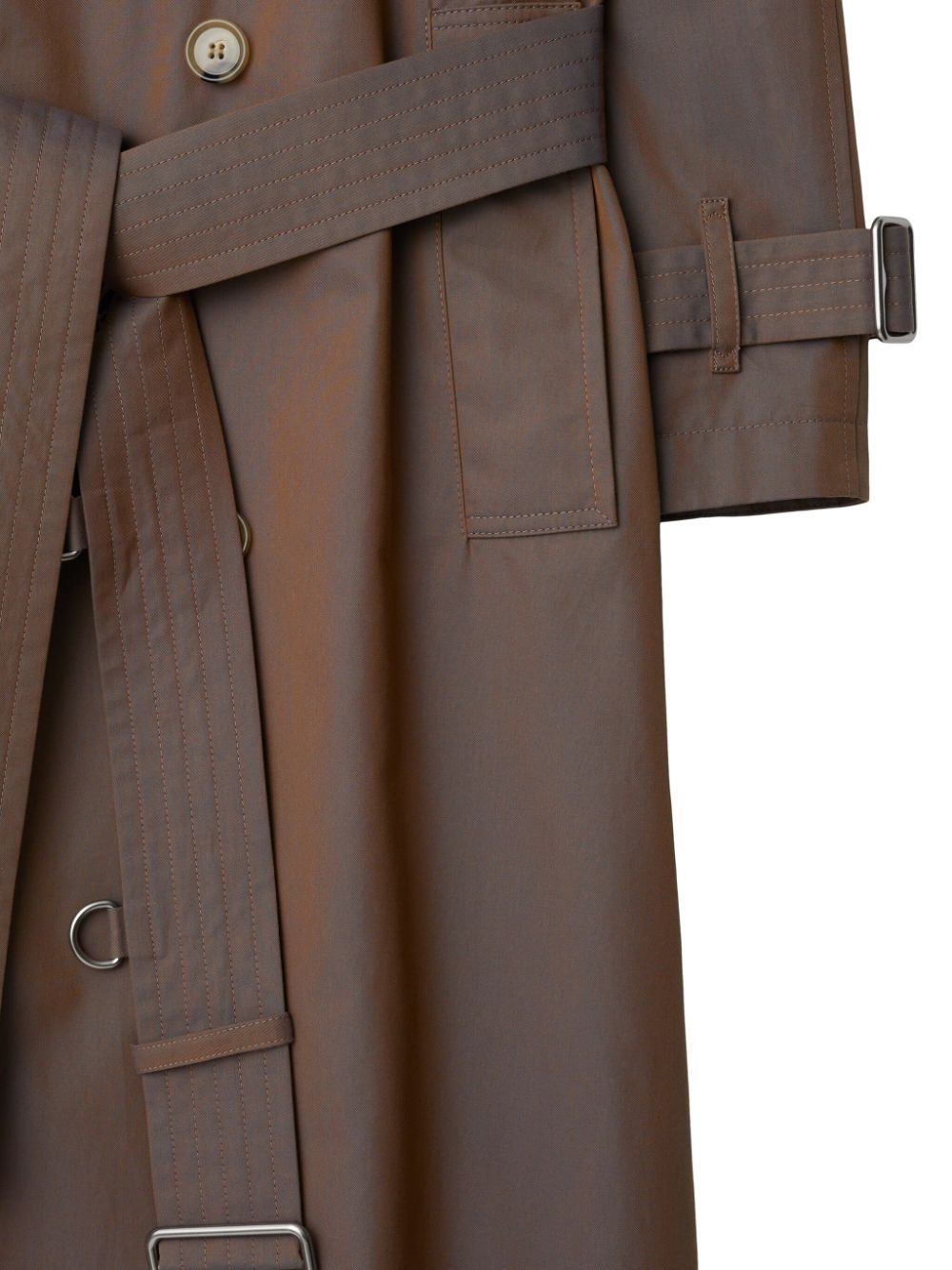 Shop Burberry Double-breasted Cotton Trench Coat In Brown