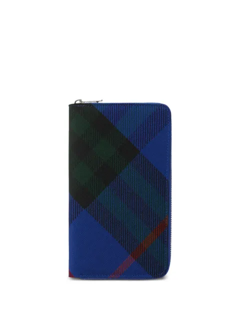 Burberry Carteira grande xadrez com zíper