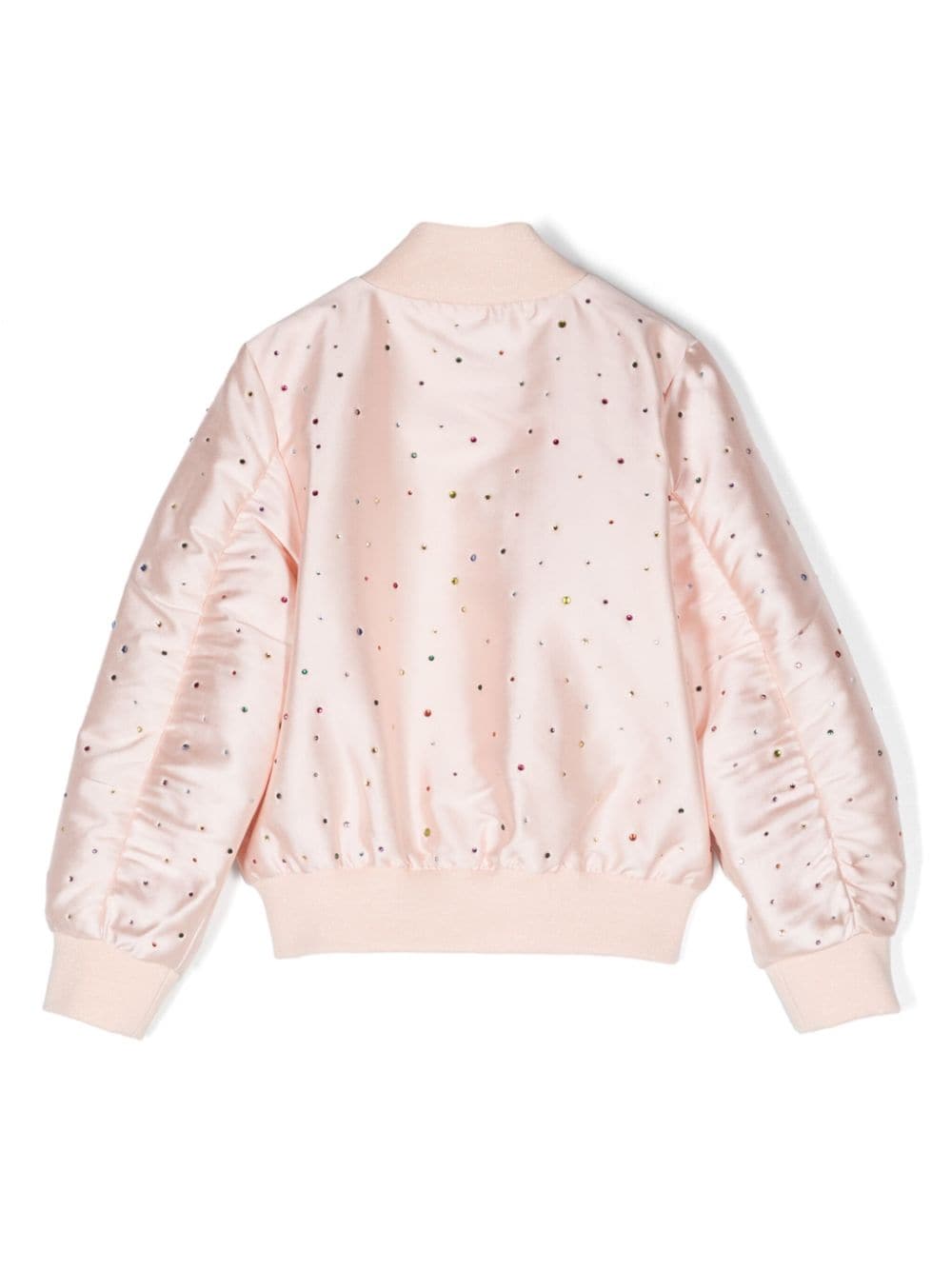Shop Stella Mccartney Rhinestone-embellished Satin Bomber Jacket In Pink