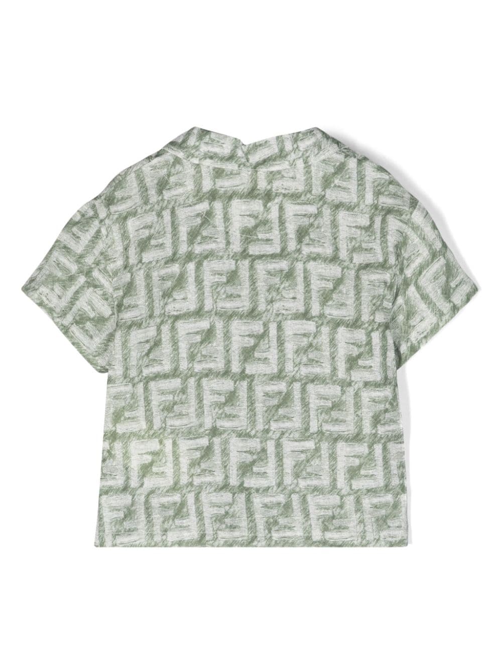 Shop Fendi Ff-print Linen Shirt In Green