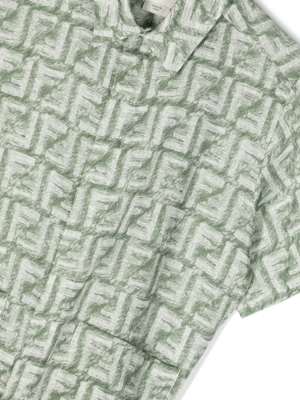 Shop Fendi Ff-print Linen Shirt In Green