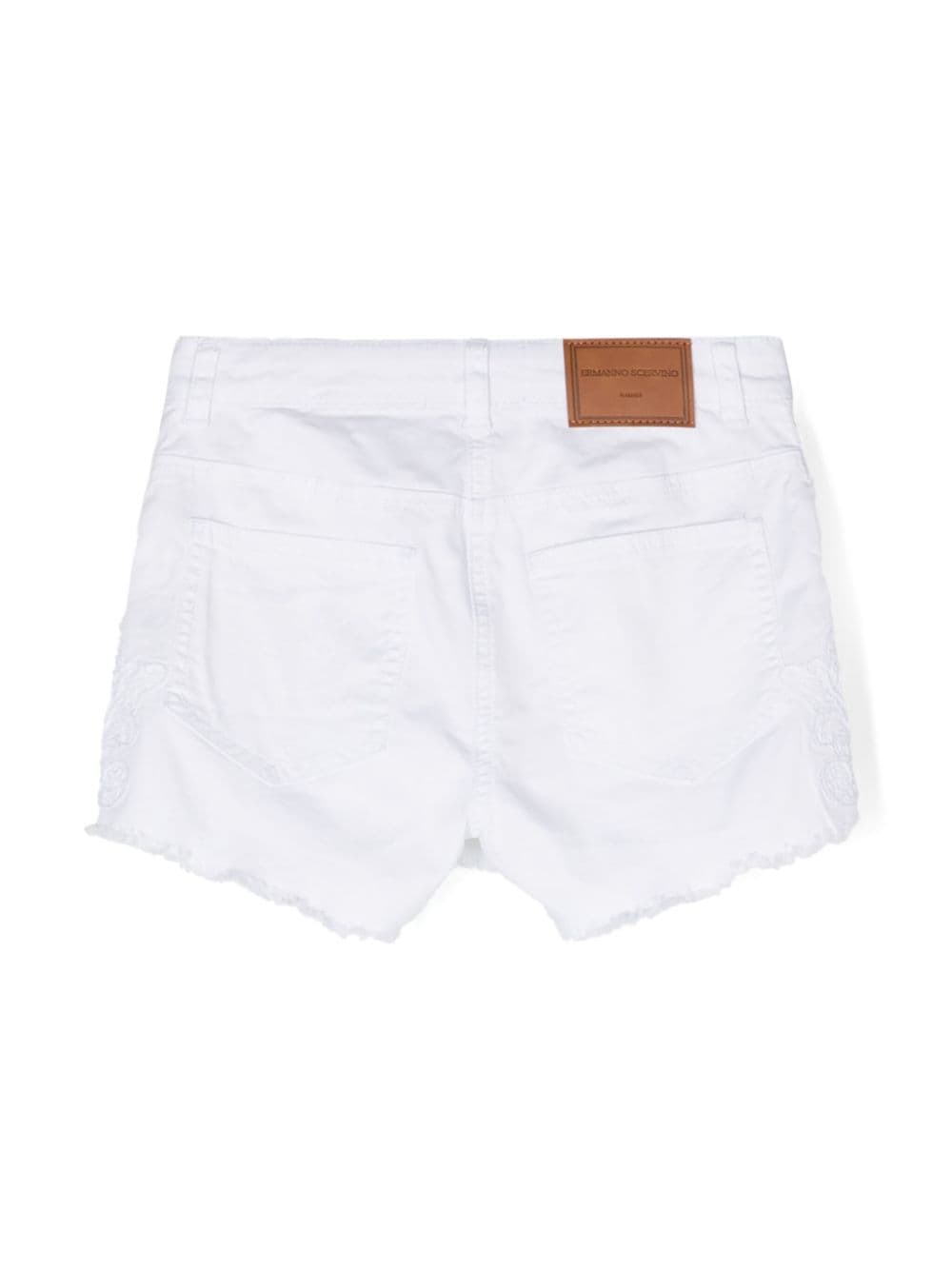 Shop Ermanno Scervino Junior Motif-embroidered Frayed Shorts In White