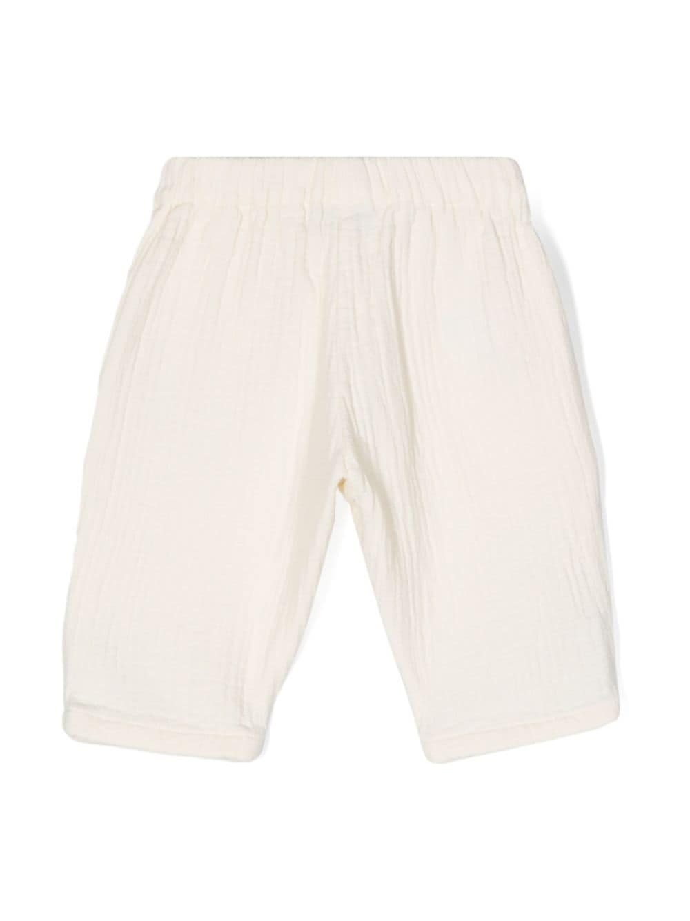 Shop Bobo Choses Colour-block Cotton Trousers In White