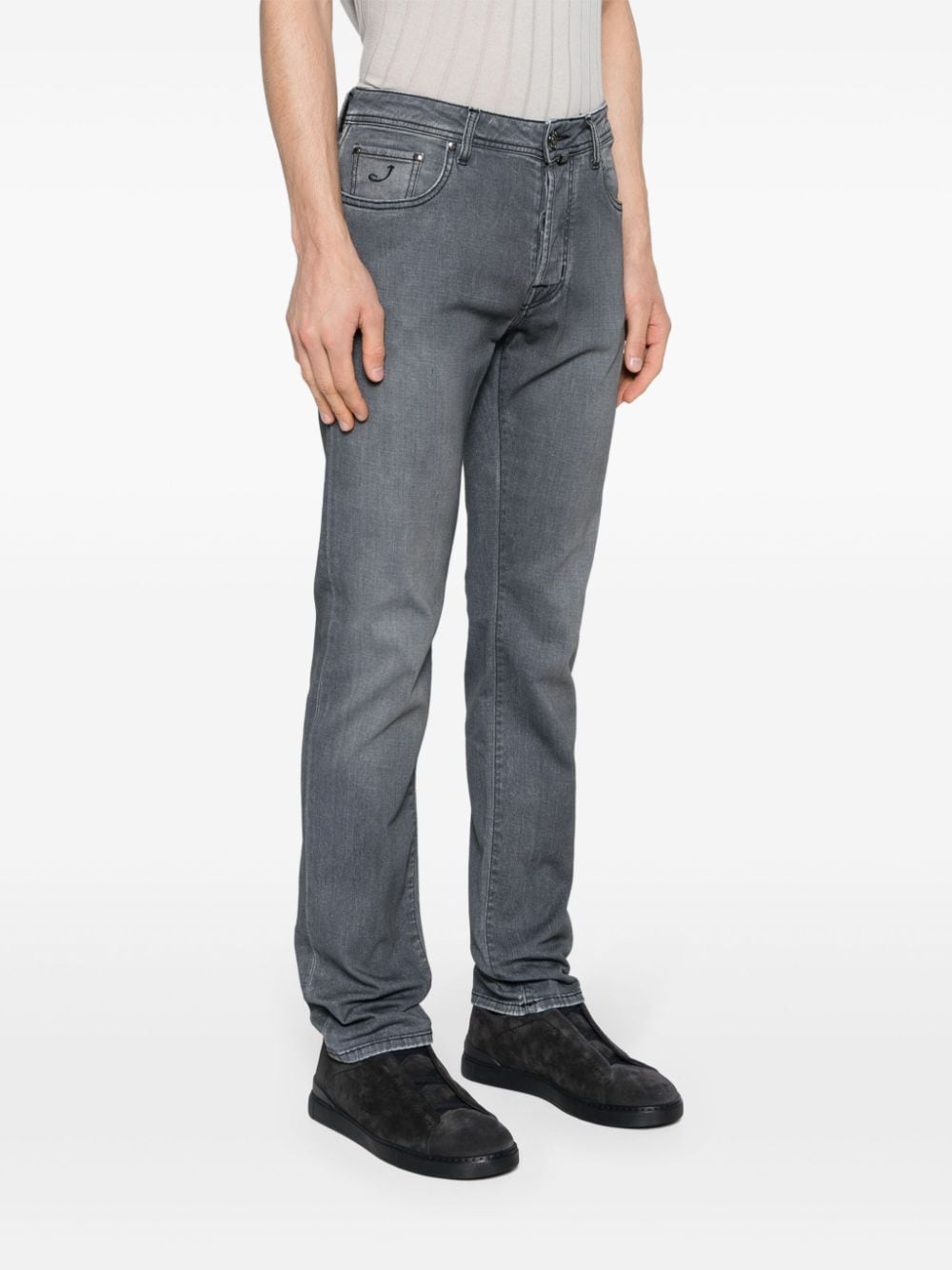 Shop Jacob Cohen Bard Mid-rise Slim-fit Jeans In 灰色